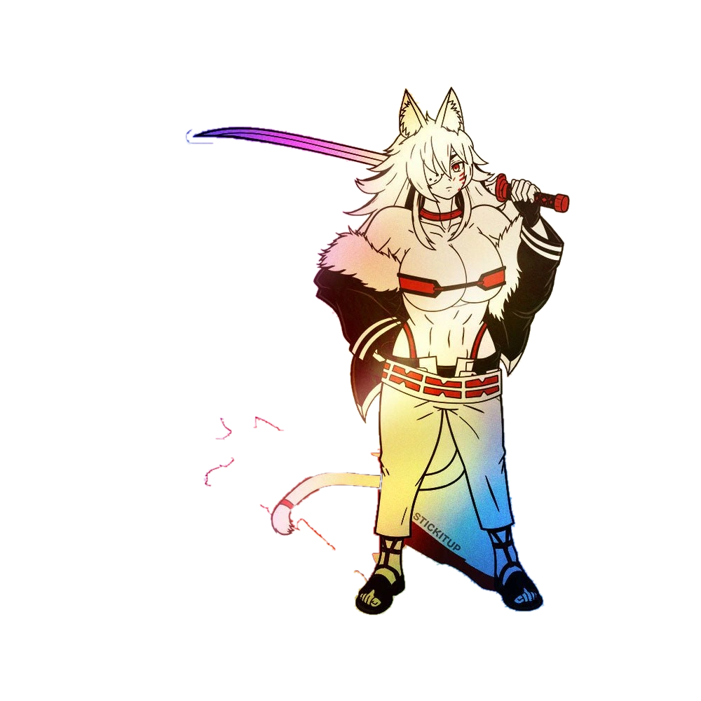 Anime Samurai Sword Holographic Stickers